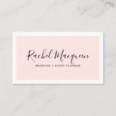 Minimaal Elegant Blush Pink White Border Script Visitekaartje (Voorkant)