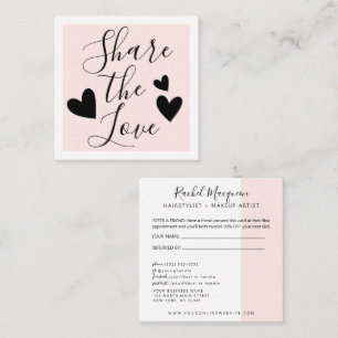 Minimaal elegant Blush Pink White Script Aanbevelingskaartje