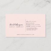 Minimaal elegant Blush Pink White Script Klantenkaartje (Achterkant)