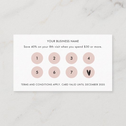 Minimaal Elegant Blush Roze Wit Script Business Klantenkaartje (Achterkant)