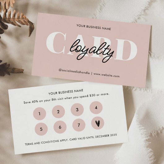 Minimaal Elegant Blush Roze Wit Script Business Klantenkaartje