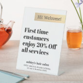 Minimaal Elegant Bold Faux Gold Stripe Salon Aanbo Reclamebord Met Voetstuk (Insitu)