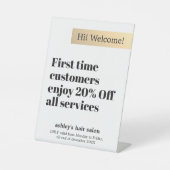 Minimaal Elegant Bold Faux Gold Stripe Salon Aanbo Reclamebord Met Voetstuk (Voorkant)