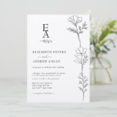 Minimaal Elegant Botanisch | Wildflower bruiloft Kaart (Staand voorkant)