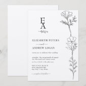 Minimaal Elegant Botanisch | Wildflower bruiloft Kaart (Voorkant / Achterkant)