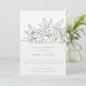 Minimaal Elegant Brown Floral Sketch Verloving Kaart (Staand voorkant)