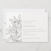 Minimaal Elegant Brown Floral Sketch Vrijgezellenf Kaart (Voorkant)