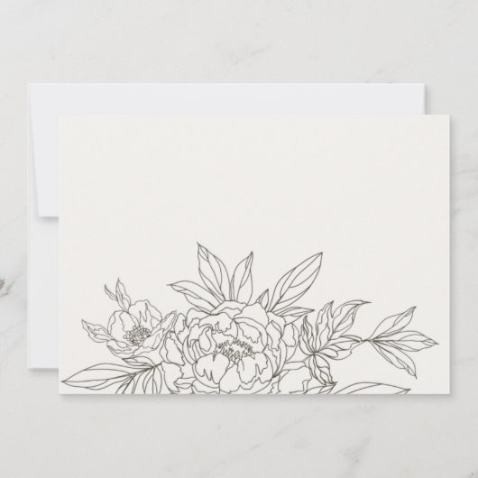 Minimaal Elegant Brown Floral Sketch Vrijgezellenf Kaart (Achterkant)