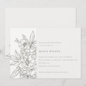 Minimaal Elegant Brown Floral Sketch Vrijgezellenf Kaart (Voorkant / Achterkant)