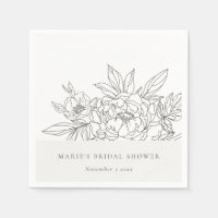 Minimaal Elegant Brown Floral Sketch Vrijgezellenf