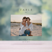 Minimaal Elegant Bruiloft Script Foto Tafelnummer Acryl Bord (Neutraal)