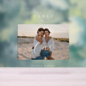 Minimaal Elegant Bruiloft Script Foto Tafelnummer Acryl Bord (Neutraal)