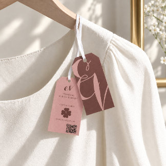 Minimaal Elegant Bruin Roze Product QR Hangtag Pro Cadeaulabel