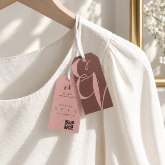 Minimaal Elegant Bruin Roze Product QR Hangtag Pro Cadeaulabel