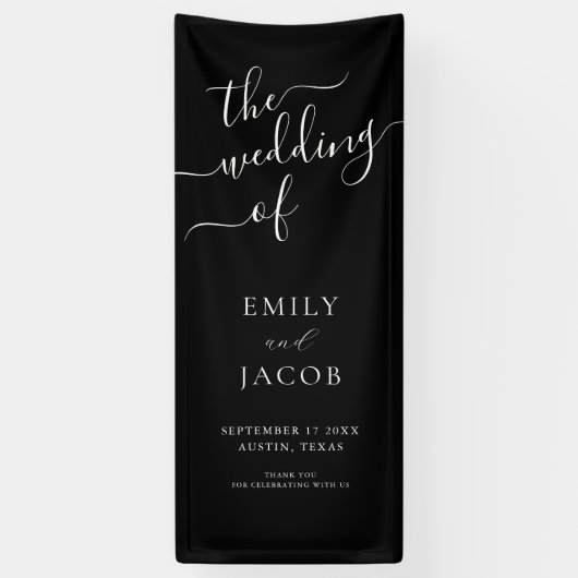 Minimaal Elegant Calligraphy Wedding Welcome Spandoek (Verticaal)