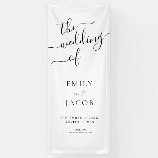 Minimaal Elegant Calligraphy Wedding Welcome Spandoek (Verticaal)