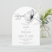 Minimaal Elegant Chic Bloemen Engagement Party Arc Kaart (Staand voorkant)