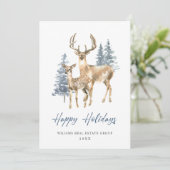 Minimaal Elegant Deer Kerstboom Corporate Feestdagenkaart (Staand voorkant)