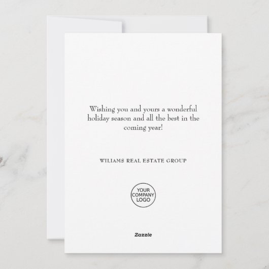 Minimaal Elegant Deer Kerstboom Corporate Feestdagenkaart (Achterkant)