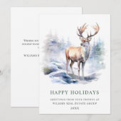 Minimaal Elegant Deer Kerstboom Corporate Feestdagenkaart (Voorkant / Achterkant)