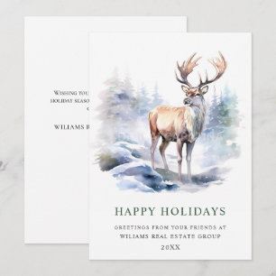 Minimaal Elegant Deer Kerstboom Corporate Feestdagenkaart