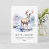 Minimaal Elegant Deer Kerstboom Corporate Feestdagenkaart (Staand voorkant)