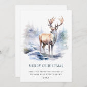 Minimaal Elegant Deer Kerstboom Corporate Feestdagenkaart (Voorkant / Achterkant)