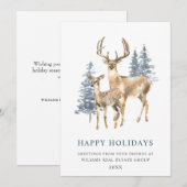 Minimaal Elegant Deer Kerstboom Corporate Feestdagenkaart (Voorkant / Achterkant)