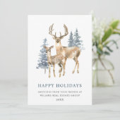 Minimaal Elegant Deer Kerstboom Corporate Feestdagenkaart (Staand voorkant)