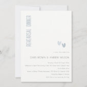 Minimaal Elegant Dusky Blue Hearts repesal Dinner Kaart (Voorkant)