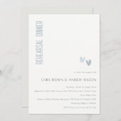 Minimaal Elegant Dusky Blue Hearts repesal Dinner Kaart (Voorkant / Achterkant)