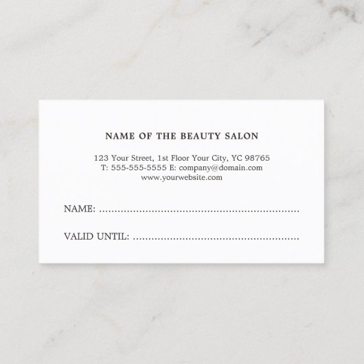 Minimaal Elegant Faux Gold Heart Beauty Salon Klantenkaartje (Achterkant)