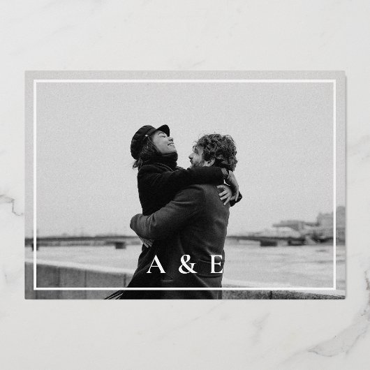 Minimaal Elegant Foto Herfst Marsala bruiloft Folie Uitnodiging (Achterkant)