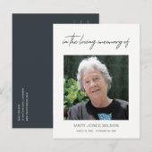 MINIMAAL ELEGANT FOTO SYMPATHY MEMORIAL DANK U UITNODIGING BRIEFKAART (Voorkant / Achterkant)