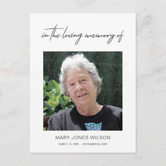 MINIMAAL ELEGANT FOTO SYMPATHY MEMORIAL DANK U UITNODIGING BRIEFKAART (Voorkant)