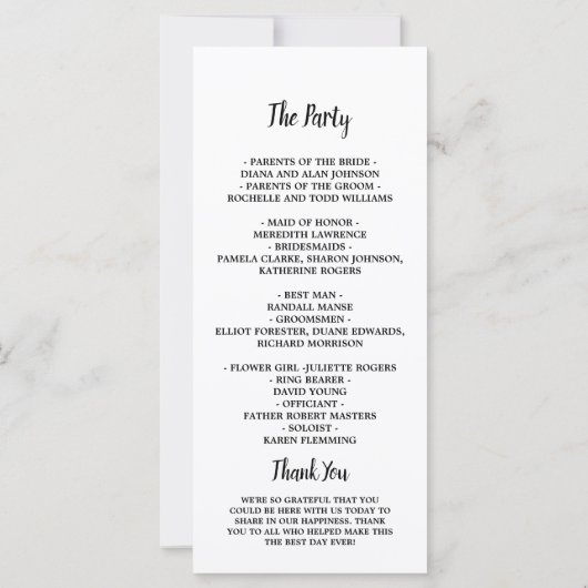 Minimaal Elegant Fotohuwelijksprogramma (Achterkant)