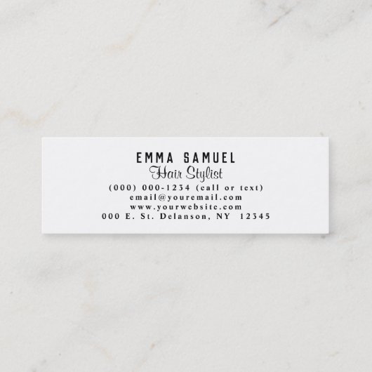 Minimaal Elegant Gold Foil Haarstylist Mini Visitekaartje (Achterkant)