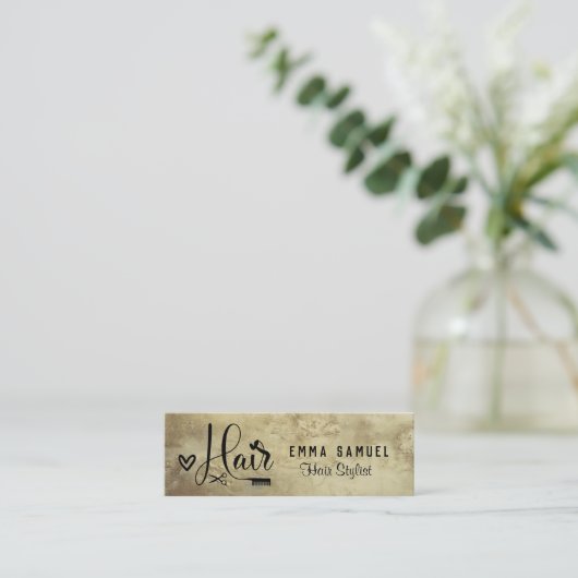 Minimaal Elegant Gold Foil Haarstylist Mini Visitekaartje (Staand voorkant)