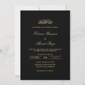 Minimaal Elegant Goud Schrift Zwarte Moslim Bruilo Kaart (Voorkant)