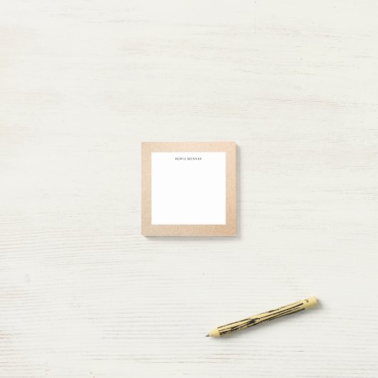 Minimaal elegant gouden geraffineerd grensontwerp post-it® notes (Op bureau)