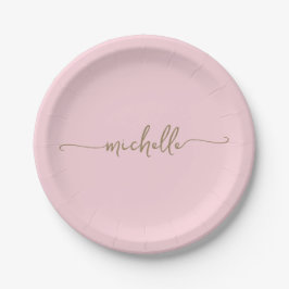 Minimaal Elegant Gouden Monogram Schrift Blozend R Papieren Bordje