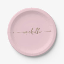 Minimaal Elegant Gouden Monogram Schrift Roze Roze