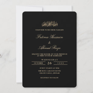 Minimaal Elegant Gouden Schrift Zwarte Moslim Brui Kaart