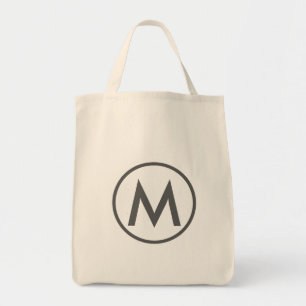Minimaal Elegant Gray Monogram Tote Bag