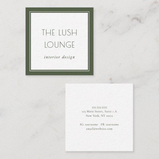 Minimaal Elegant Green Lijst Border Visitekaartje (Voorkant / Achterkant)