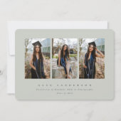 Minimaal Elegant grijs-groen drievoudig Afstuderen Aankondiging (Voorkant)