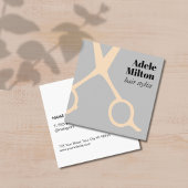 Minimaal Elegant Grijs Roos Schaar Haarstylist Vierkante Visitekaartje