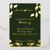 Minimaal Elegant Groen Goud Bladeren Folie Uitnodiging (Voorkant)
