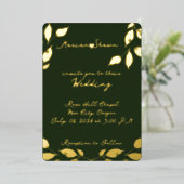 Minimaal Elegant Groen Goud Bladeren Folie Uitnodiging (Staand Voorkant)