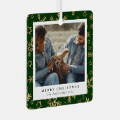 Minimaal Elegant Groen Goud Kerstpaar Foto Metalen Ornament (Voorkant Rechts)